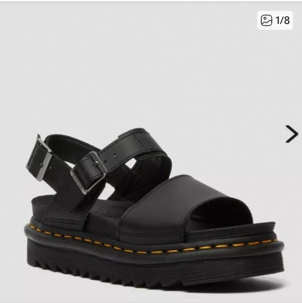 Dr. Martens Voss Black Leather Strappy Sandals Women's Size 7 - Picture 2 of 8